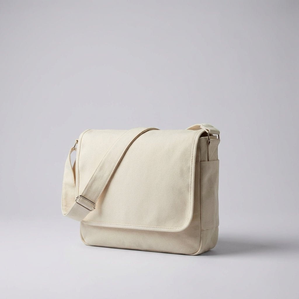 Stijlvolle unisex messenger tas van robuust canvas, perfect voor werk of vrije tijd. Lichtgewicht en veelzijdige opbergtas.