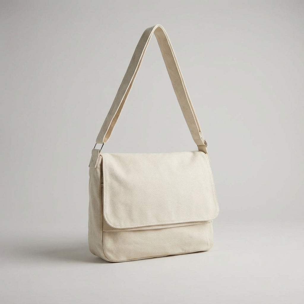 Verstelbare unisex canvas schoudertas voor dagelijks gebruik. Robuuste messenger tas met comfortabel draaggemak en veel opbergruimte.