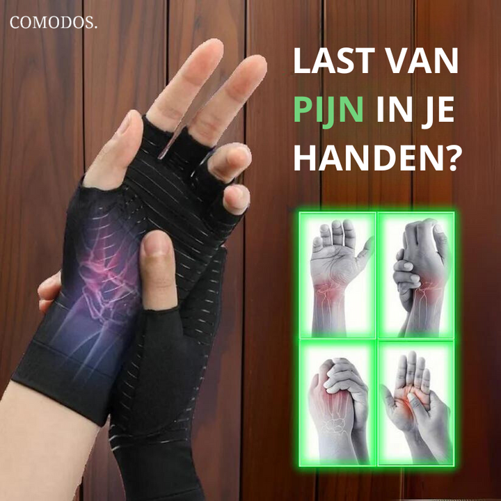 Unisex compressiehandschoenen voor pijnverlichting bij artritis, carpaaltunnel en handpijn. Bieden comfort & ondersteuning.