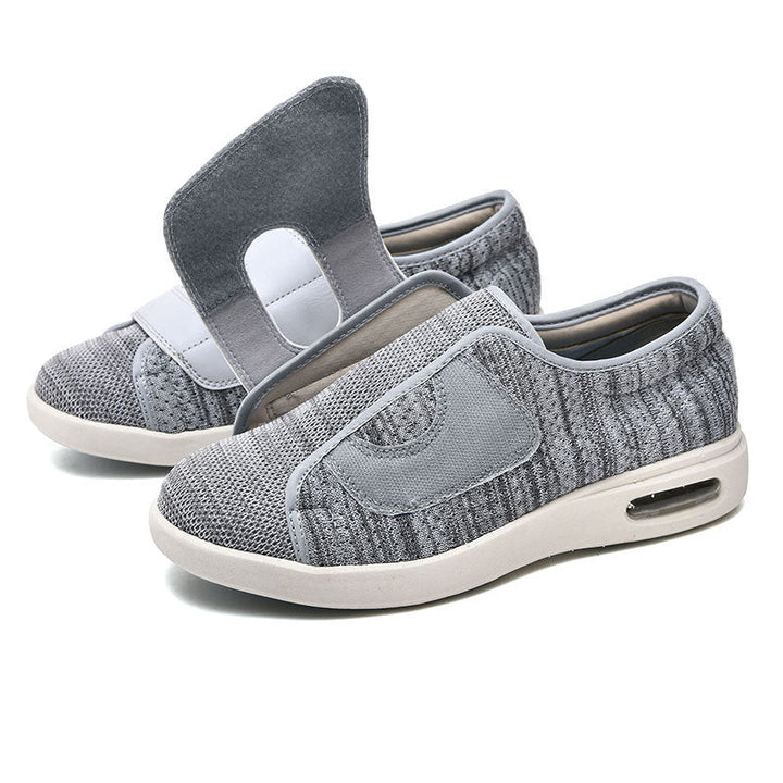 Unisex diabetische wandelschoenen, breed en comfortabel voor gezwollen voeten. Klittenbandsluiting voor senioren.