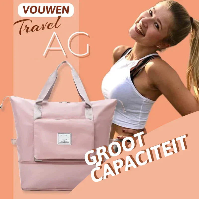 FlexiCarry opvouwbare reistas in compact formaat, waterdicht en duurzaam voor al je reizen.