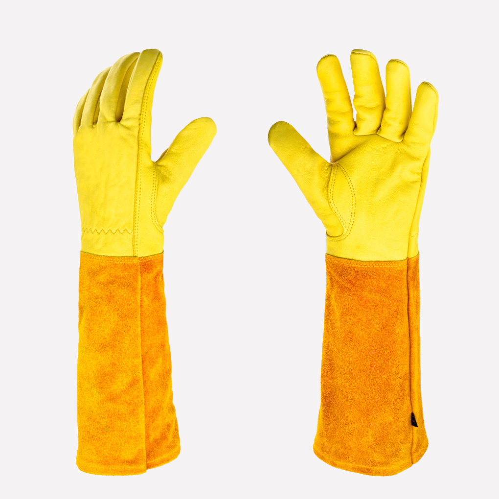 Lange leren tuinhandschoenen voor rozen snoeien en ander tuinwerk, beschermen handen en onderarmen tegen krassen.