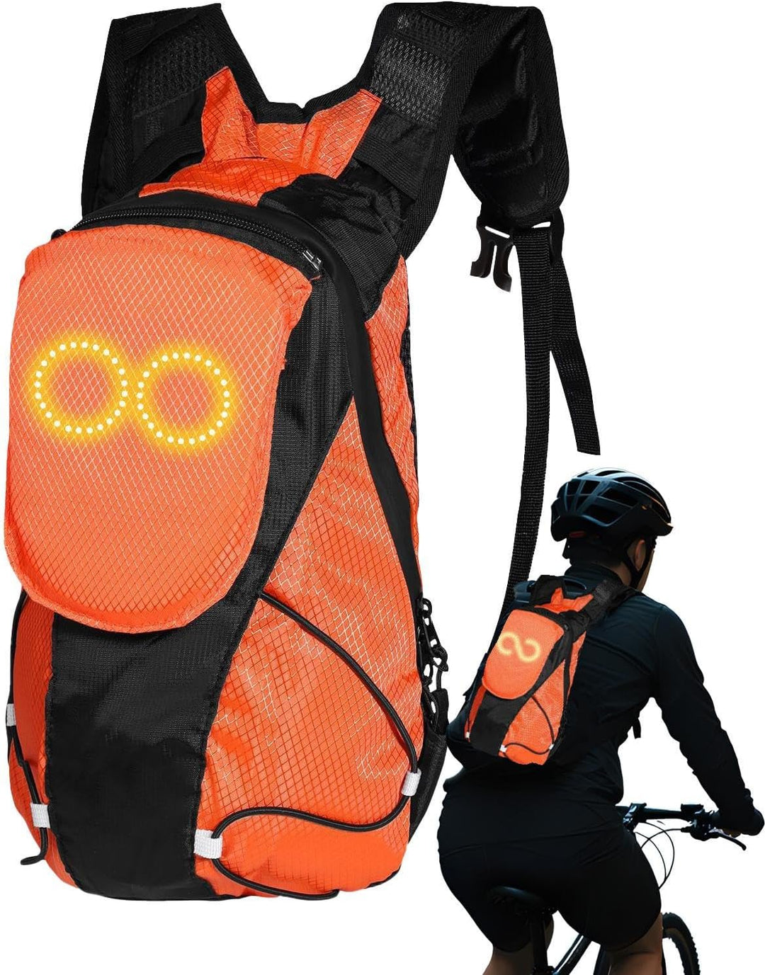 Unisex rugzak met geïntegreerde LED voor motorfiets. Meer veiligheid en zichtbaarheid bij nachtrijden.