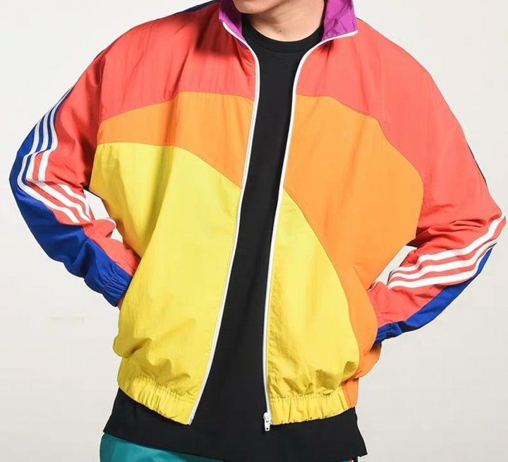 Unisex Lentejas 1999 Collectie jack, limited edition. Retro regenboog design, jaren 90 mode.