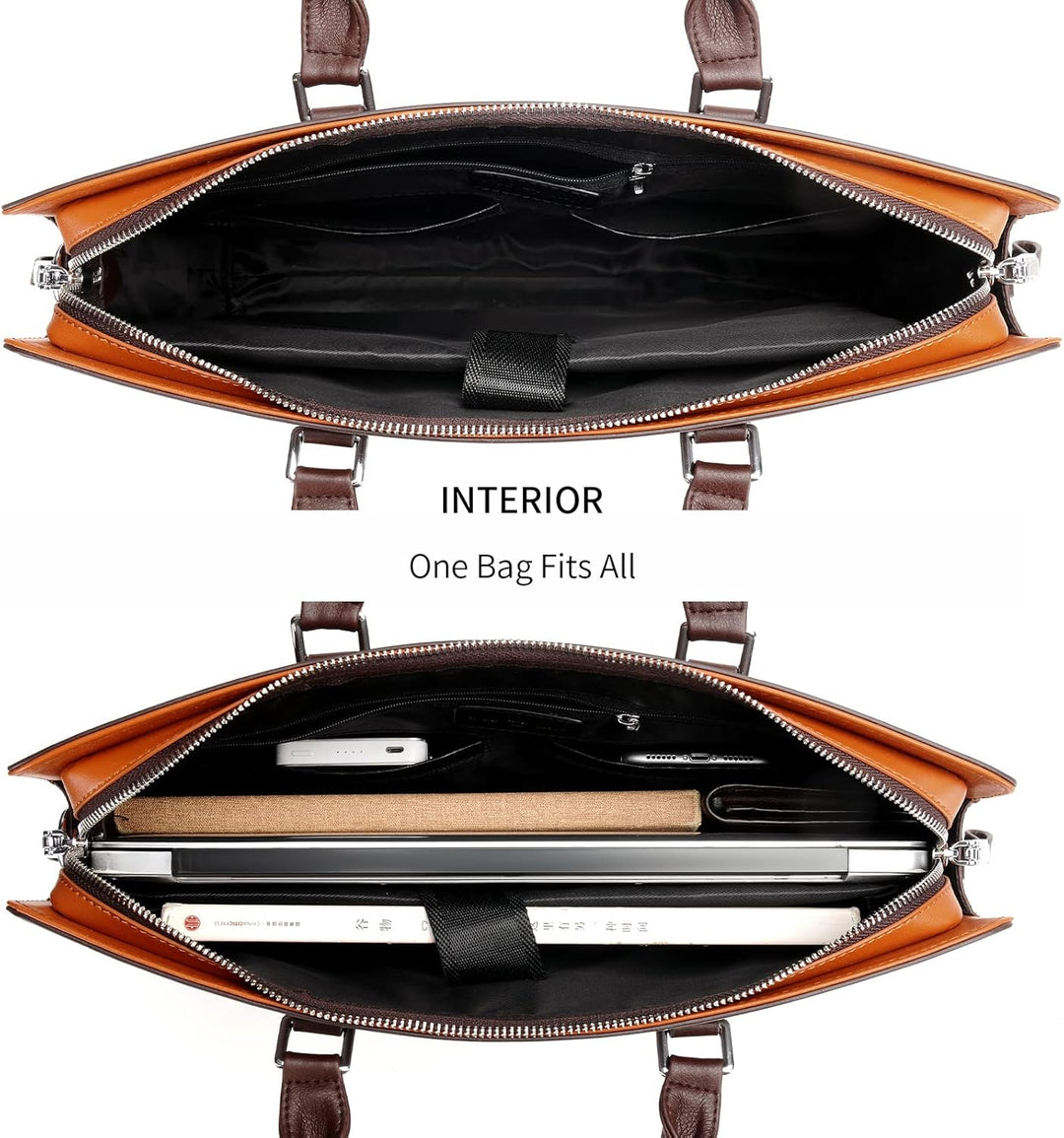 Elegante unisex documententas van genuine leer, met ruimte voor laptop en alle zakelijke benodigdheden.