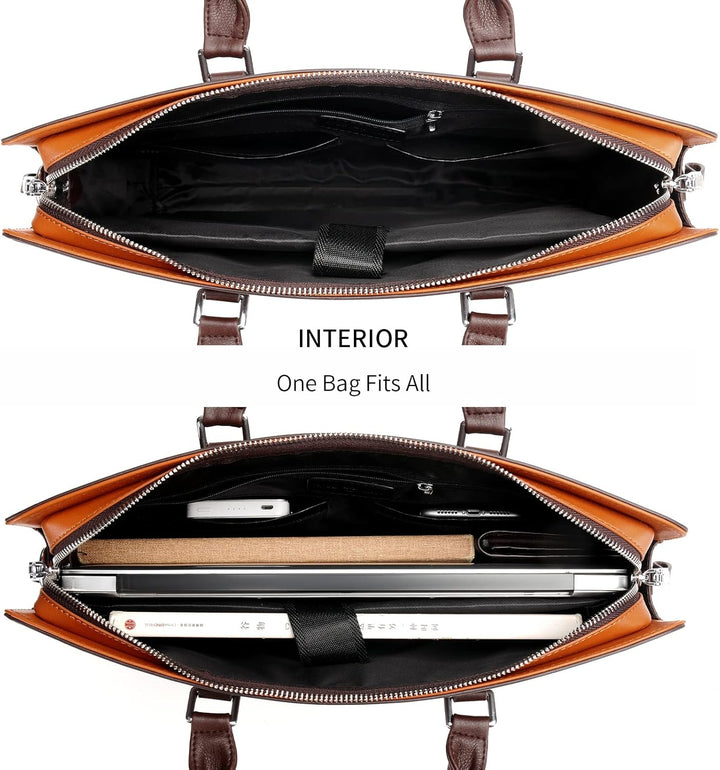 Elegante unisex documententas van genuine leer, met ruimte voor laptop en alle zakelijke benodigdheden.