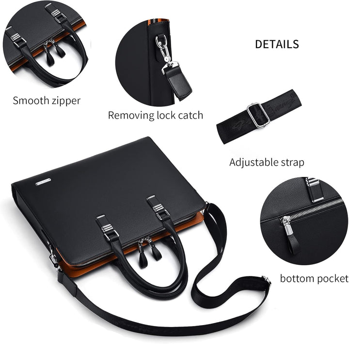 Unisex leren business tas met organizer en speciaal laptopvak, perfect voor kantoor en reizen.