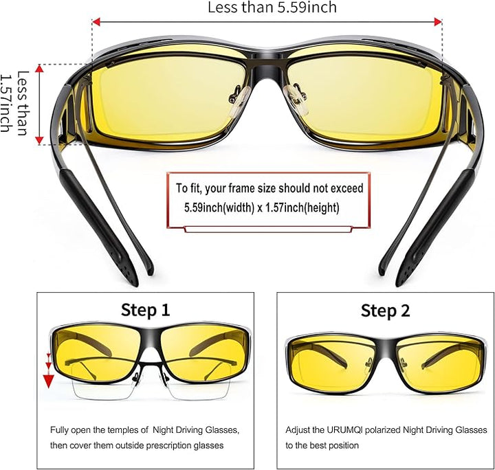 Unisex 'Jeremy' nachtzicht rijbril met geavanceerde polarisatie voor optimaal anti-schittering effect.