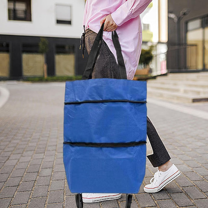 Unisex opvouwbare rollende boodschappenkar; praktisch voor jong en oud.