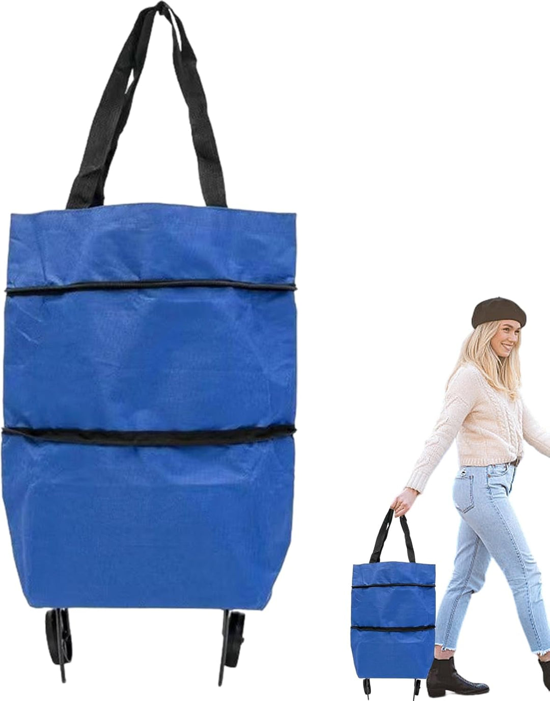 Duurzame opvouwbare boodschappenkar; vermindert het gebruik van plastic tassen.