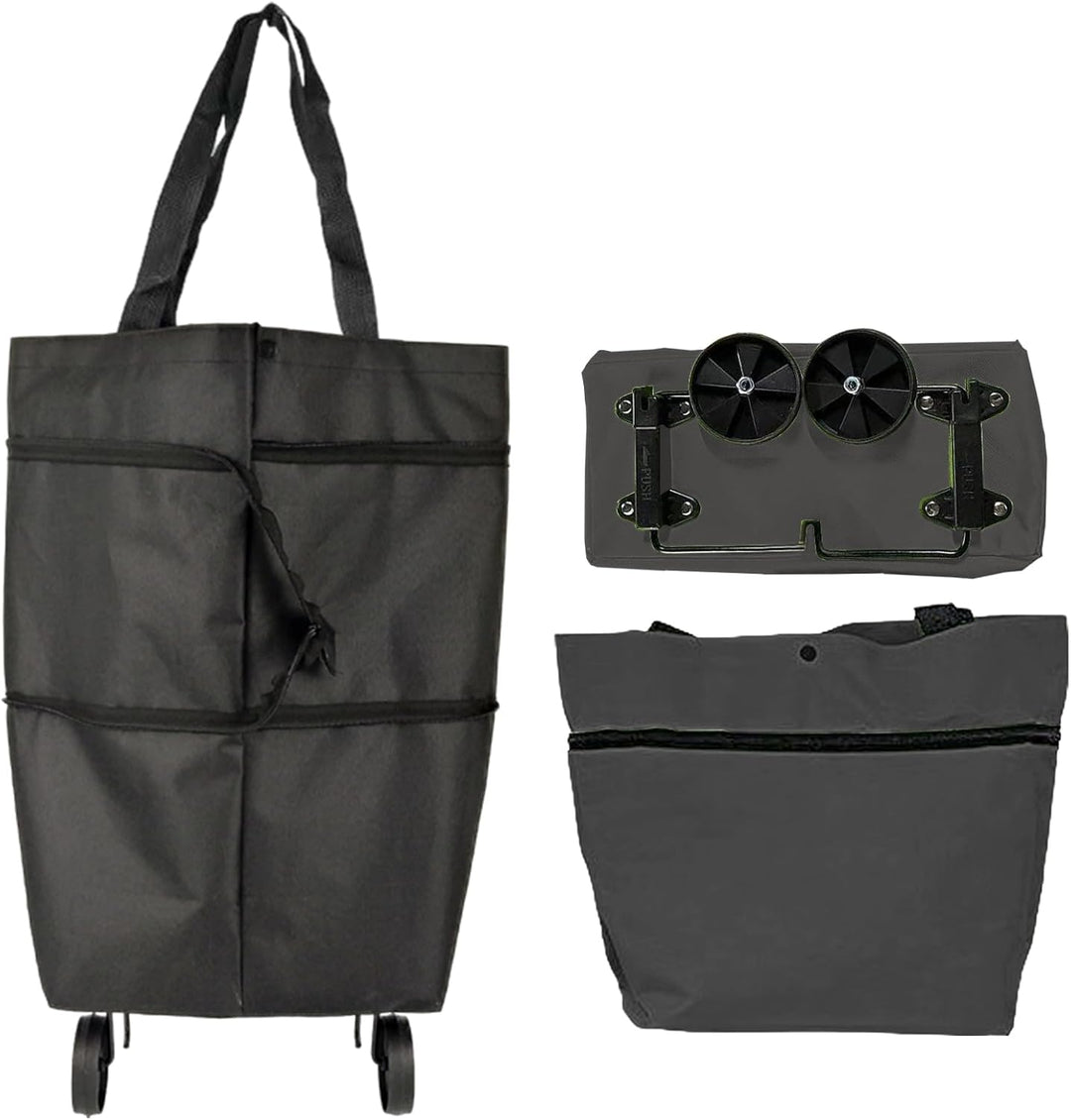 Comfortabel winkelen met deze opvouwbare boodschappentas op wielen.