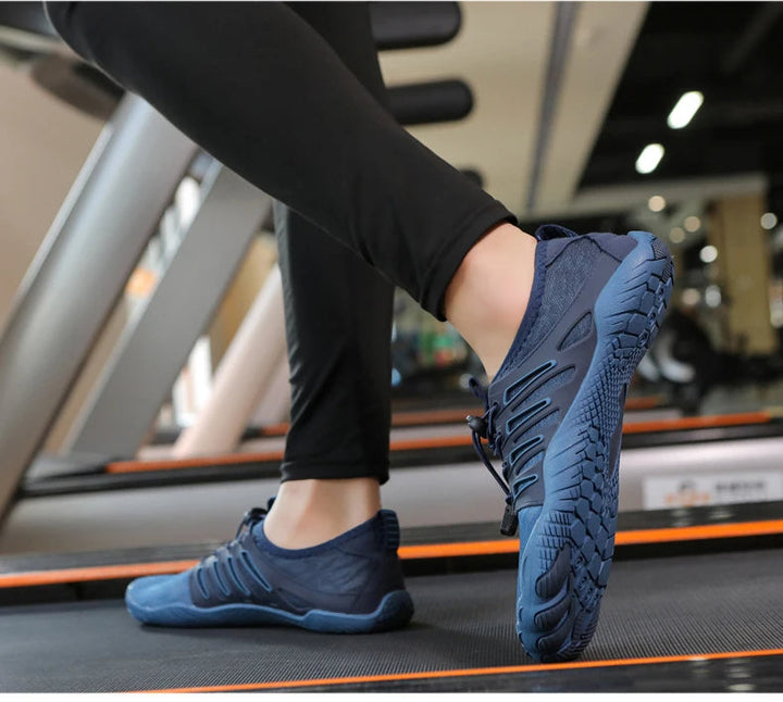 Bovenaanzicht BioStride PRO 2.0 orthopedische barefoot schoenen: brede pasvorm, ademend materiaal voor comfort.