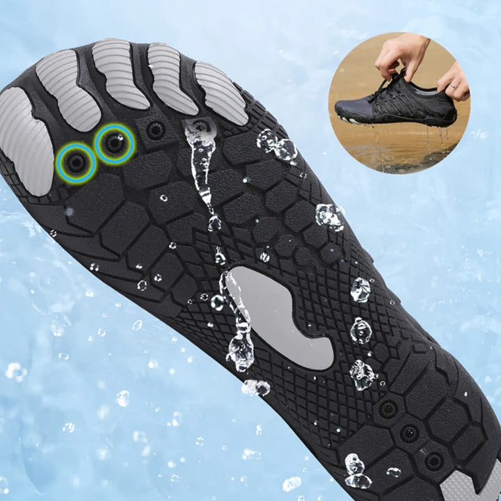 Zij-aanzicht BioStride PRO 2.0 orthopedische barefoot schoenen, toont flexibele zool en lichtgewicht design.