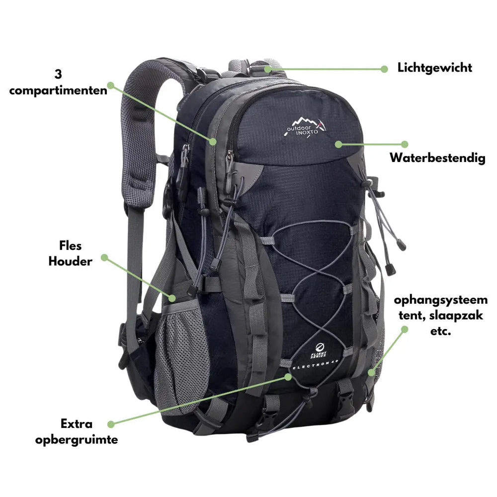 Avontuurlijke 40L ExplorerMax backpack voor trekking en reizen. Geschikt voor mannen en vrouwen. Lichtgewicht outdoor rugzak.