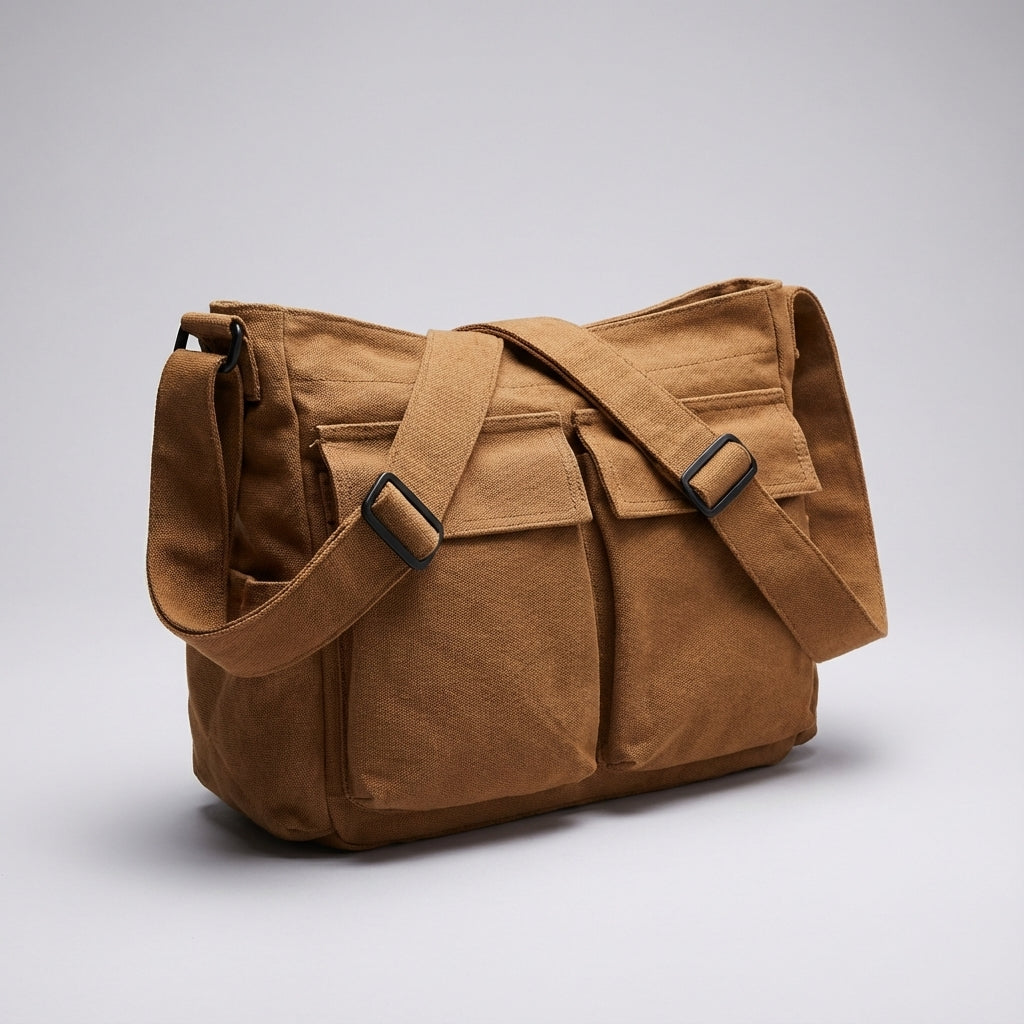 Praktische crossbody tas Packlite, unisex organisertas van canvas met ruime vakken, ideaal voor onderweg.