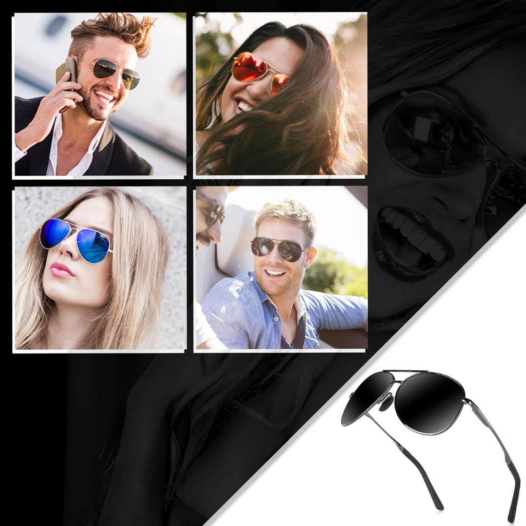 Unisex 'Joey' Aviator zonnebril met gepolariseerde lenzen, modieus en functioneel.