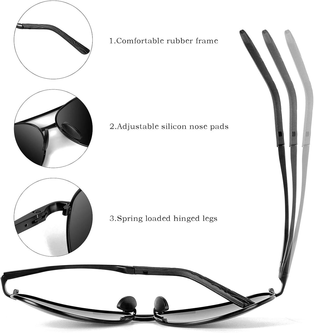 'Joey' Premium Aviator zonnebril, unisex design met gepolariseerde glazen voor oogcomfort.