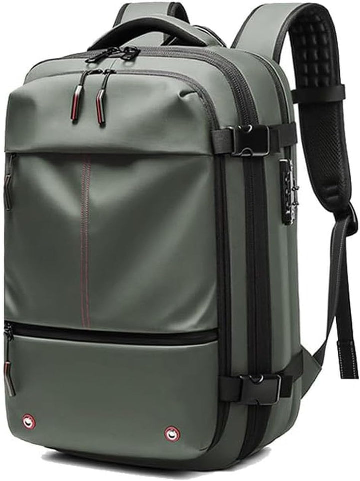 Unisex reisrugzak met compressie en antidiefstal slot, ideaal als handbagage of weekendtas.