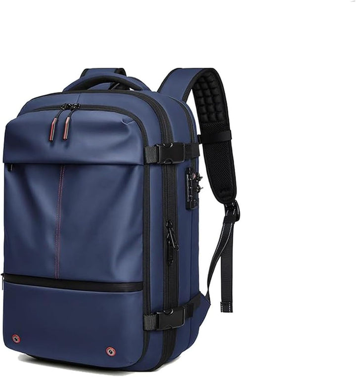 Praktische unisex reisrugzak met nat compartiment, compressiebanden en handbagage formaat.