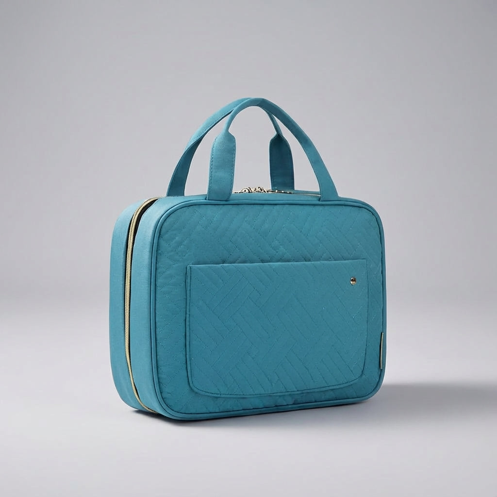 Hoogwaardige, stevige stof van de Neatmate unisex reistoilettas, perfect voor georganiseerd reizen en vakanties.
