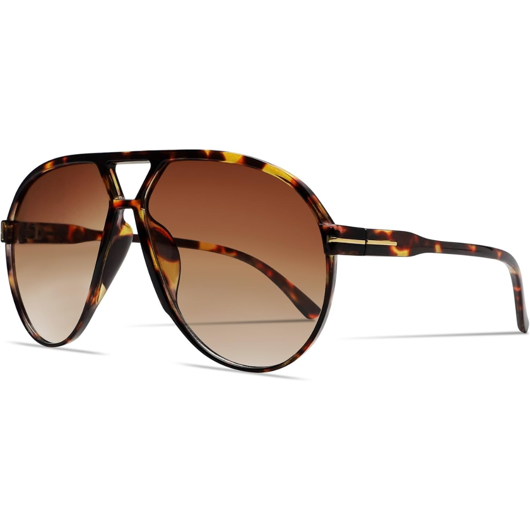 Unisex retro oversized aviator zonnebril Amara, met UV400 bescherming en vintage stijl.