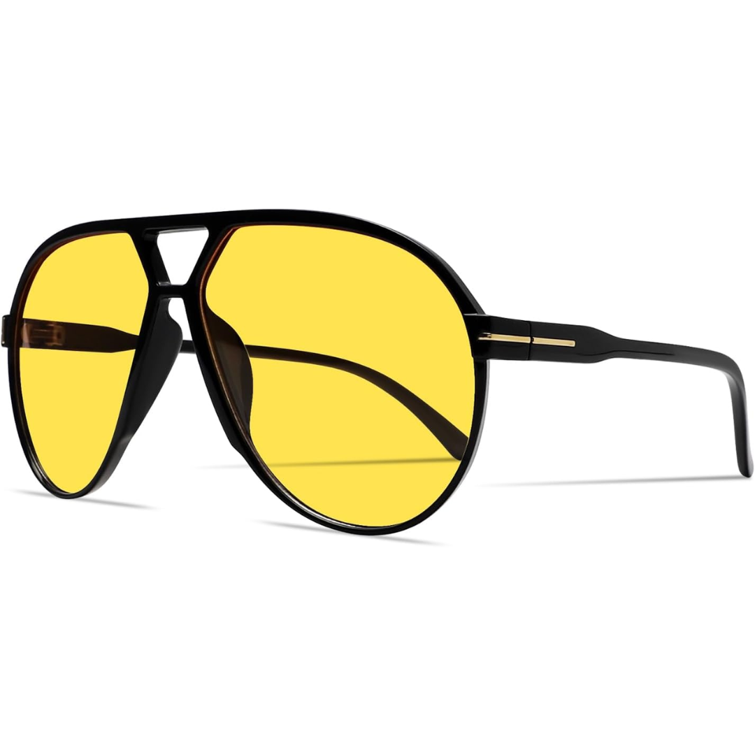Deze retro oversized aviator zonnebril is een must-have in de brillentrends; vintage stijl.