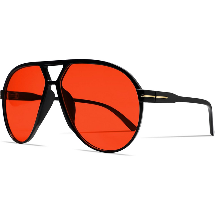 Zwarte retro oversized aviator zonnebril, unisex vintage design met UV400 bescherming.