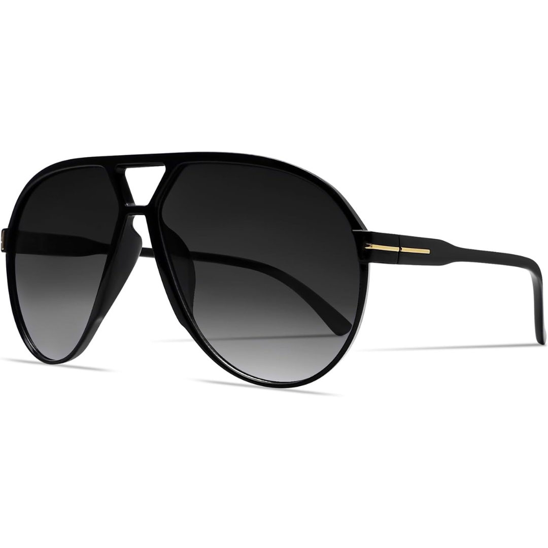 Comfortabele unisex retro oversized aviator zonnebril Amara met UV400 bescherming.