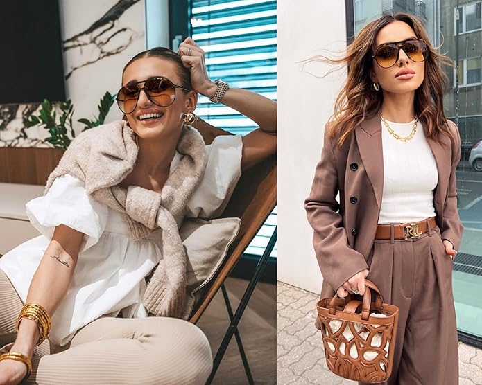 Optimale UV400 bescherming met deze retro oversized aviator zonnebril; stijlvol en veilig.