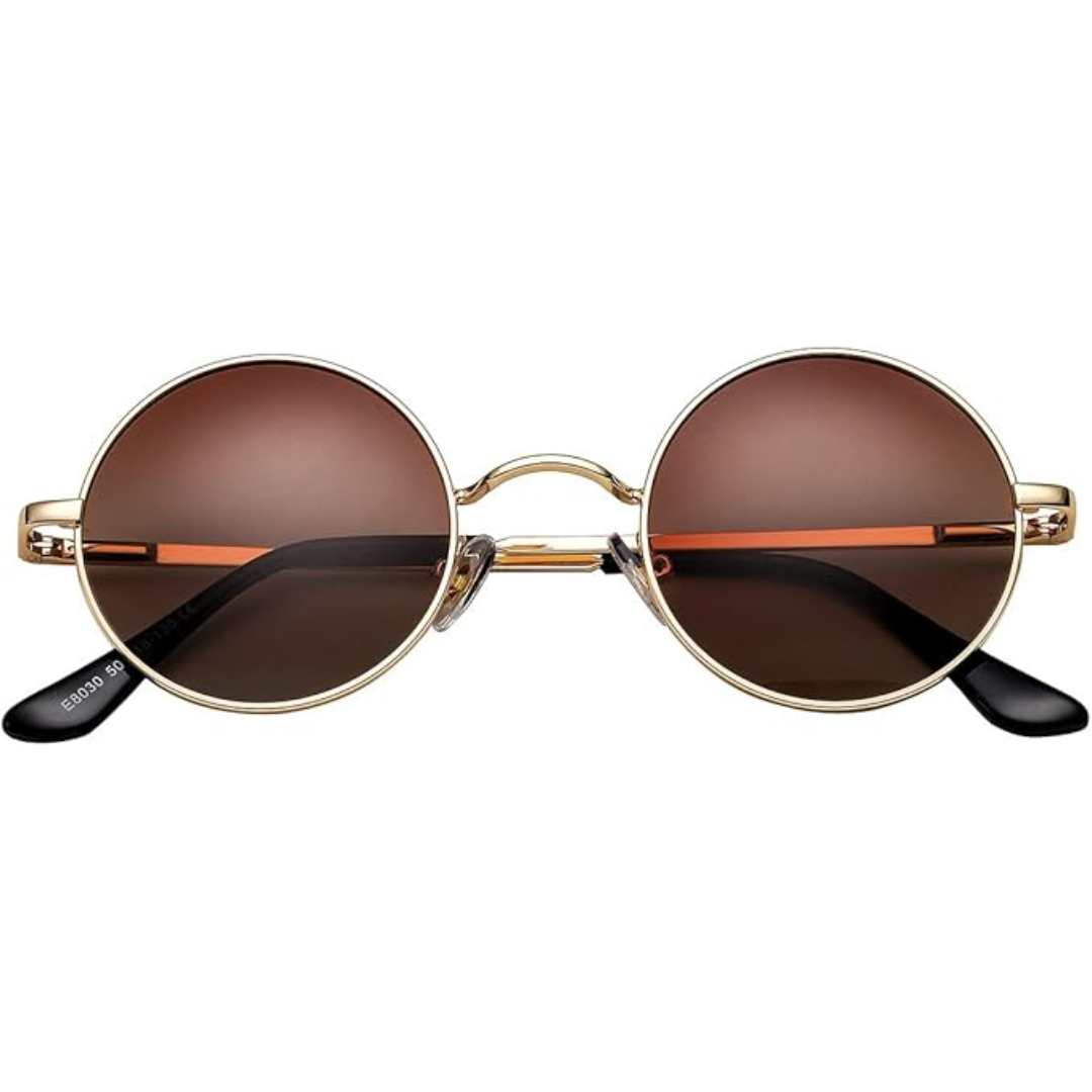 Unisex retro ronde zonnebril, gepolariseerd, met UV-bescherming. Perfect voor festival mode en stijl.