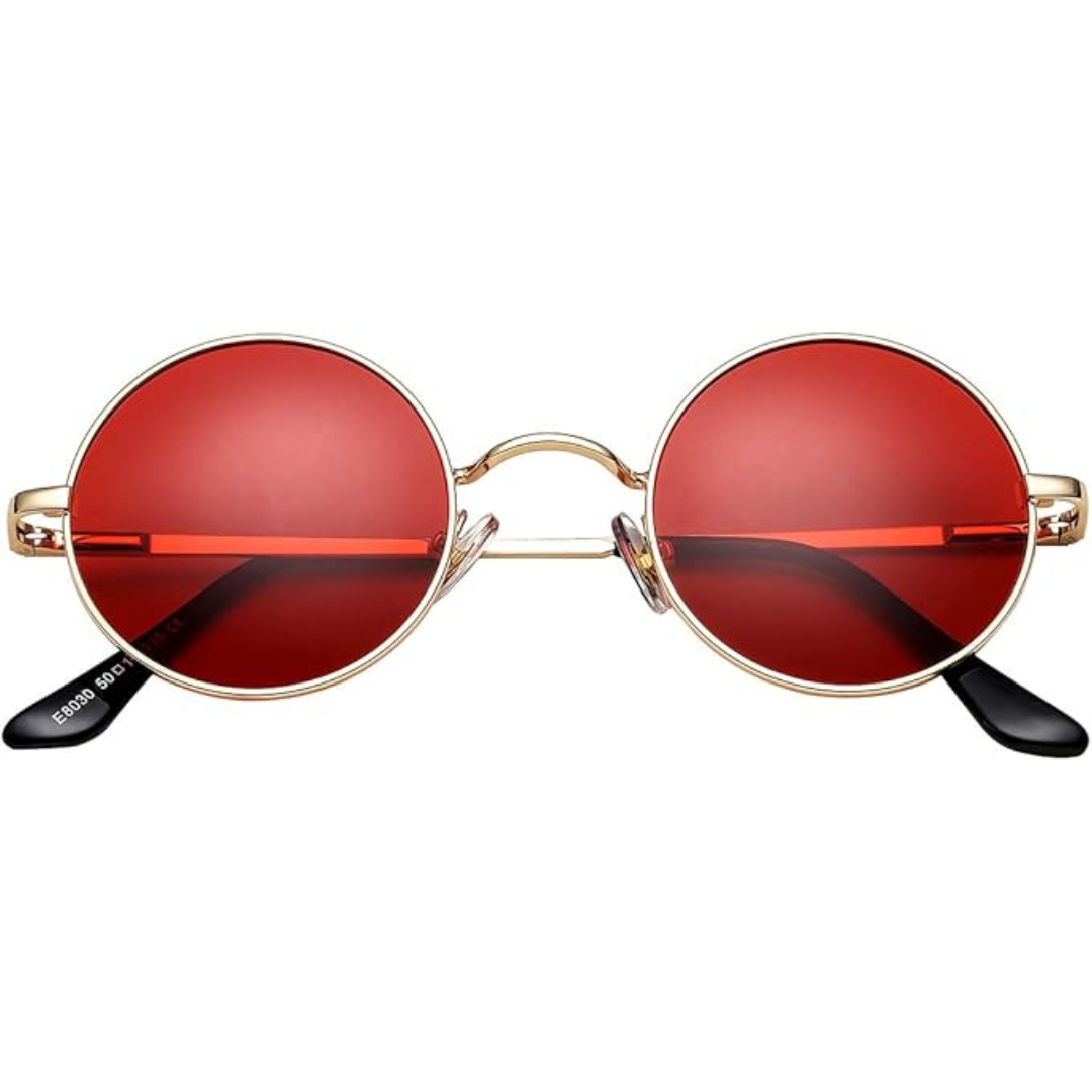 Unisex retro zonnebril, rond frame, gepolariseerde glazen voor optimale UV-bescherming.