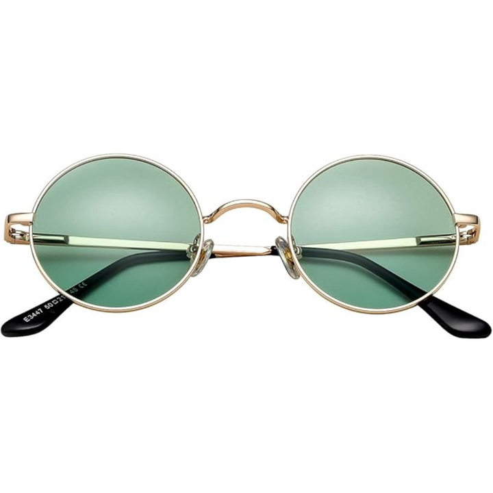 Iconische Lennon-stijl zonnebril, vintage en rond. Gepolariseerd voor comfortabel zicht.