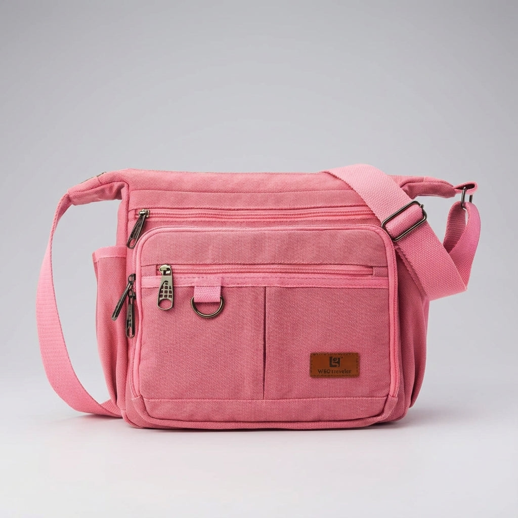Robuuste unisex canvas messenger tas, RFID-veilig, perfect voor werk, school en reizen.