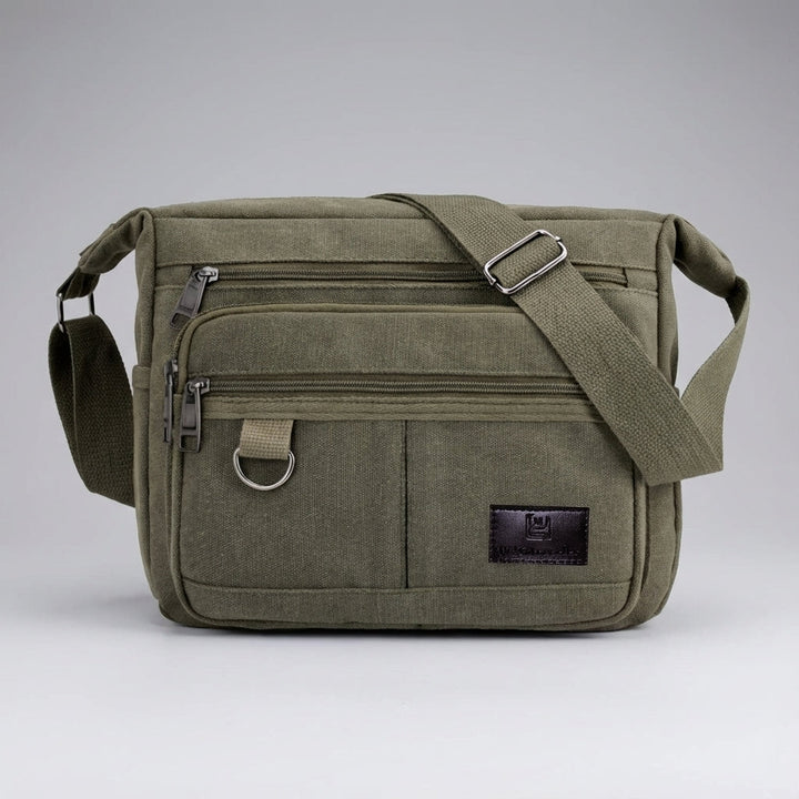 Veelzijdige unisex RFID-blokkerende canvas tas, beschermt tegen skimmen van pasjes.