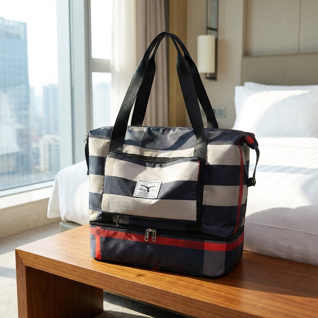 Unisex ruime weekendtas met handig bodemvak, ideaal voor reizen, sport en als opbergtas.