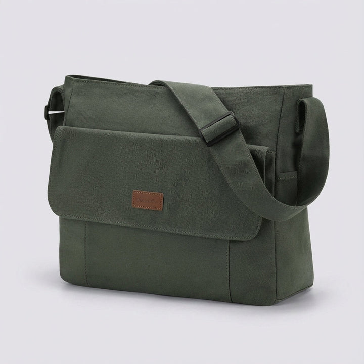 Comfortabele Satchelix laptop schoudertas met verstelbare riem, geschikt voor school, werk en reizen.
