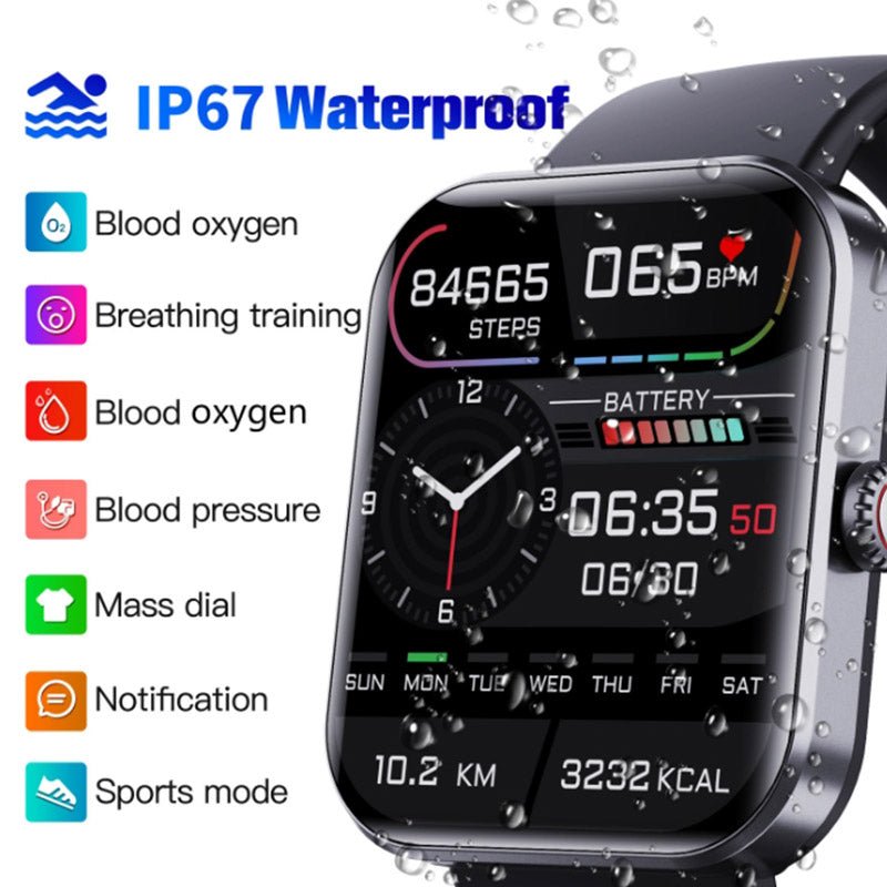 Slank bloedsuiker meet horloge op een pols, perfect voor dagelijkse monitoring.