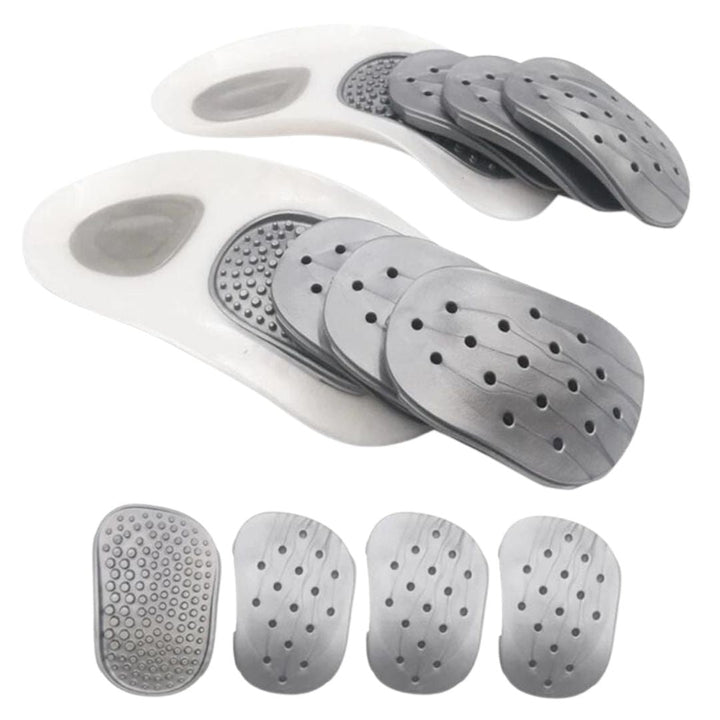 Unisex SoleRelief inlegzolen bieden actieve voetboog ondersteuning en verlichting bij plantar fasciitis en hielpijn.