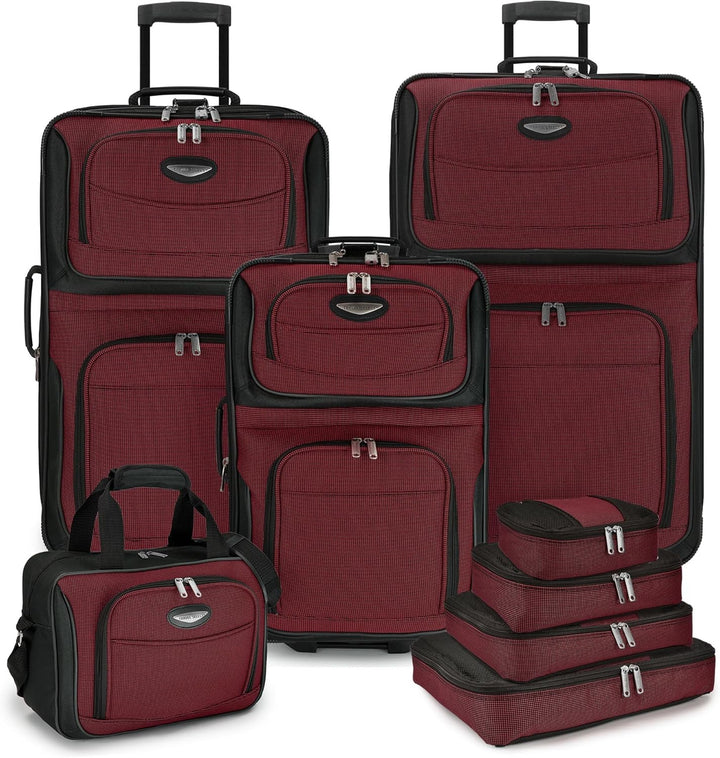 Unisex uitbreidbare softshell reiskoffer van TravelMax, deel van de 8-delige set, voor extra pakruimte.