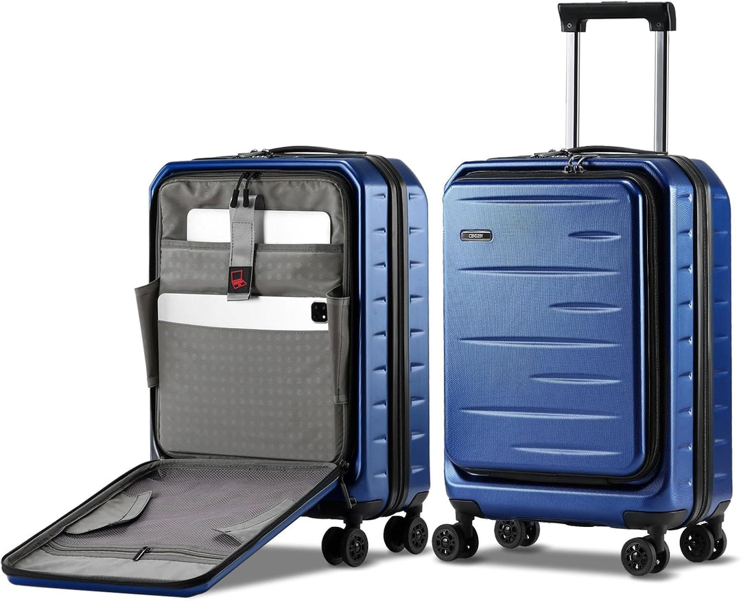 Reiskoffer set: grote koffer en handbagage, beide uitbreidbaar, met hardcase & voorklep.