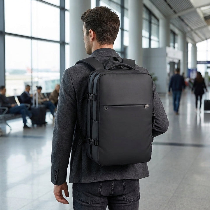 Unisex uitbreidbare reisrugzak Safepackr. Waterdicht, comfortabel, ideaal als handbagage en laptoprugzak.
