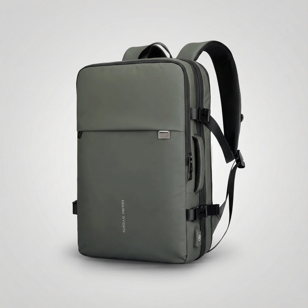 Waterdichte uitbreidbare Safepackr rugzak. Comfortabele unisex reisrugzak met laptopvak en handige organizer.