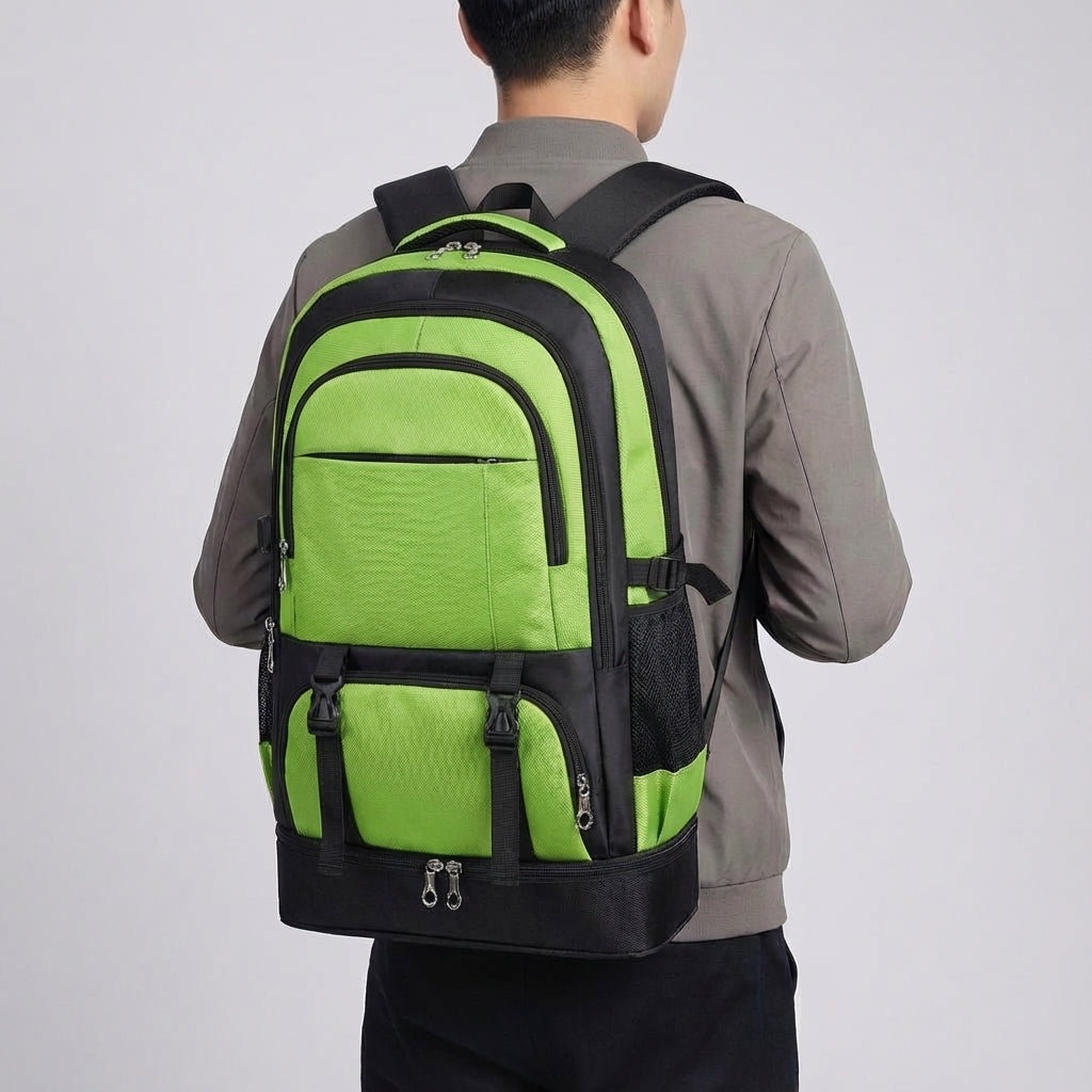 Veelzijdige unisex reisrugzak van Expedion. Uitbreidbaar, groot volume en comfortabel voor alle reis- en outdoorplannen.