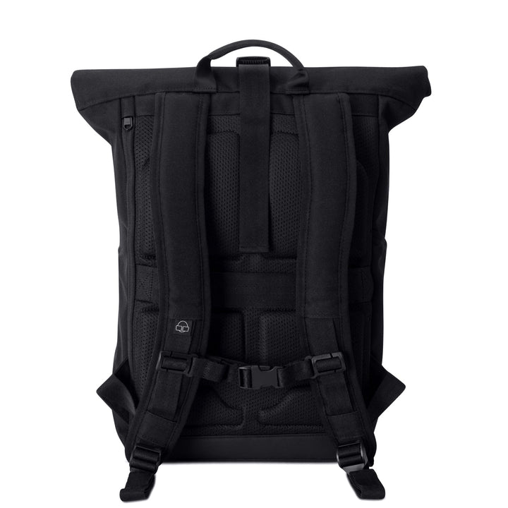 Compacte UrbanFlow rolltop rugzak, perfect voor forenzen, met ruimte voor laptop en benodigdheden.
