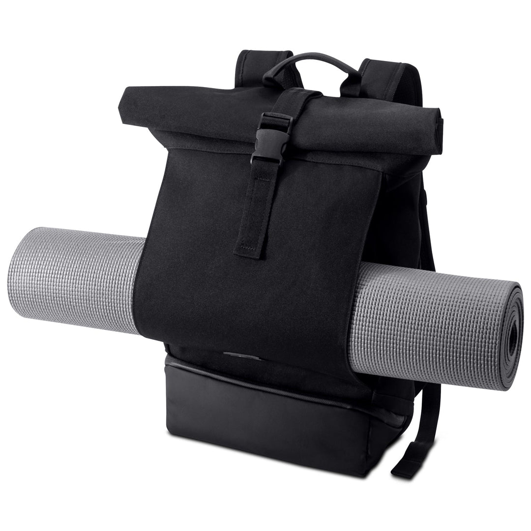 Moderne UrbanFlow rolltop dagrugzak, georganiseerde opbergruimte voor werk en studie.
