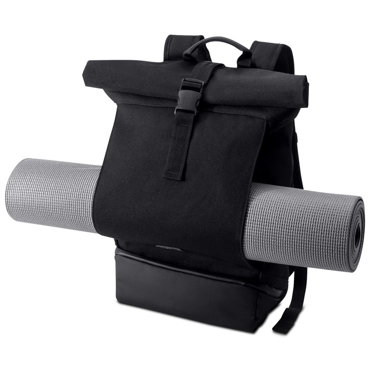 Moderne UrbanFlow rolltop dagrugzak, georganiseerde opbergruimte voor werk en studie.