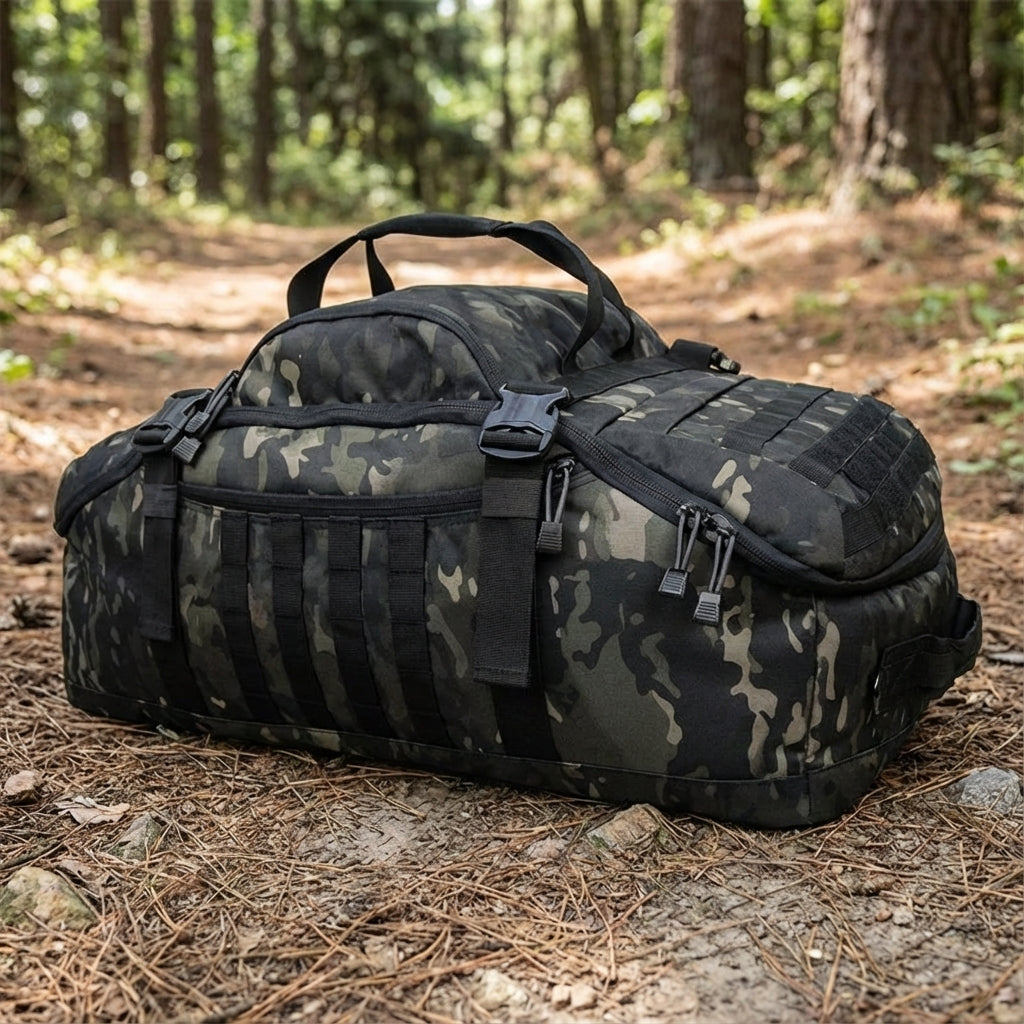 Unisex veelzijdige reistas met Molle bevestiging voor avontuurlijke reizen. Duurzame Nomadridge outdoor rugzak.