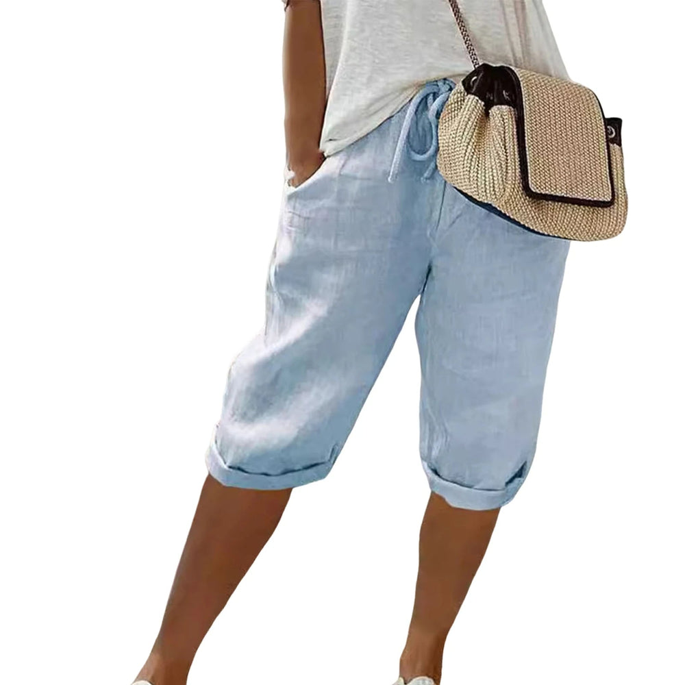 Ademende katoenmix kniebroek voor dames en heren, ideaal voor vakantie en dagelijks casual comfort. Met zakken.