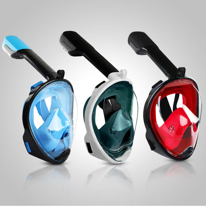 Unisex volgelaats snorkelmasker met breed anti-condens venster voor helder onderwaterzicht.
