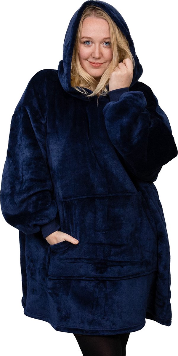 Warme dekenjas met capuchon voor dames en heren, onesize en comfortabel, ideaal voor winteravonden.